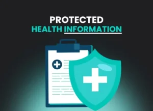 Protected Health Information illustration with a clipboard and a shield.